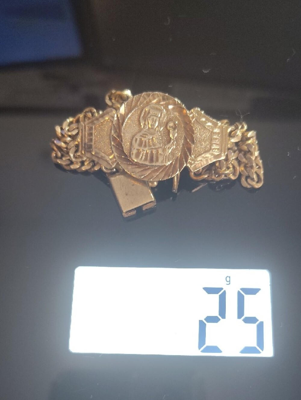 Vintage Heavy Solid 14k Gold Saint Barbara Cuban Link Bracelet - 25g (8.5") - Picture 10 of 16